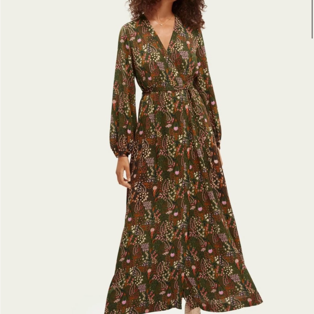 PRINTED WRAP-OVER MAXI DRESS | SCOTCH & SODA